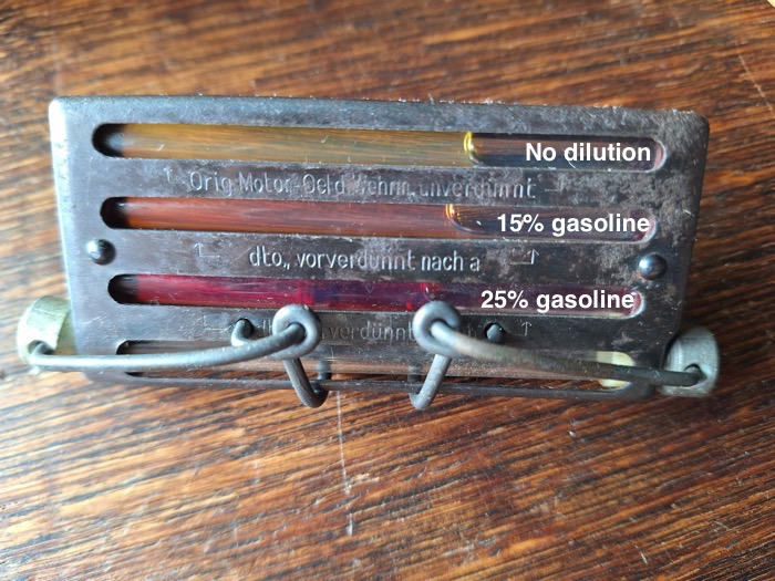 Petrol dilution % Petrol dilution %